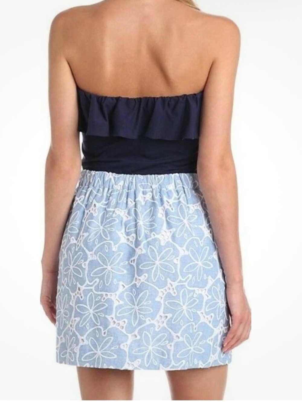 Lilly Pulitzer Athens Dress Tide Blue Hollar For a Dollar Eyelet Chambray Small - Picture 3 of 15